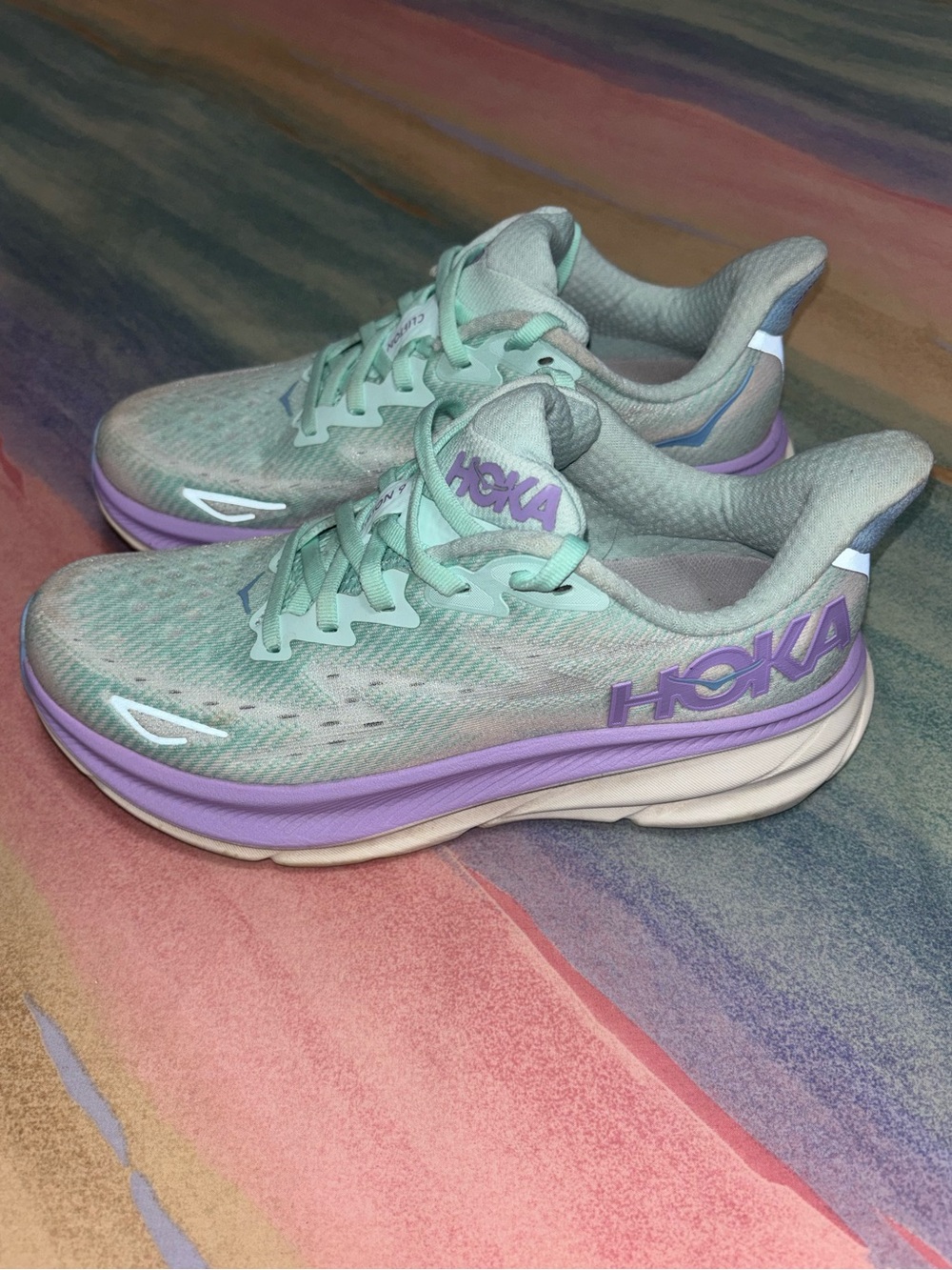 HOKA Clifton 9 Sunlit Ocean Lilac Mist Women’s Athletic running shoes size 7 B